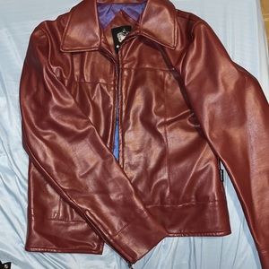Cranberry Faux Leather Jacket